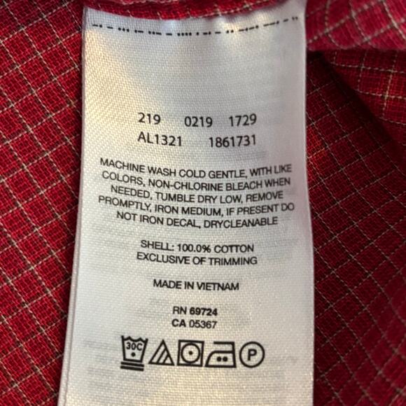 Columbia Womens Large Red Pink Plaid Cotton Button Up Roll Tab Long Sleeve Shirt - Picture 4 of 11